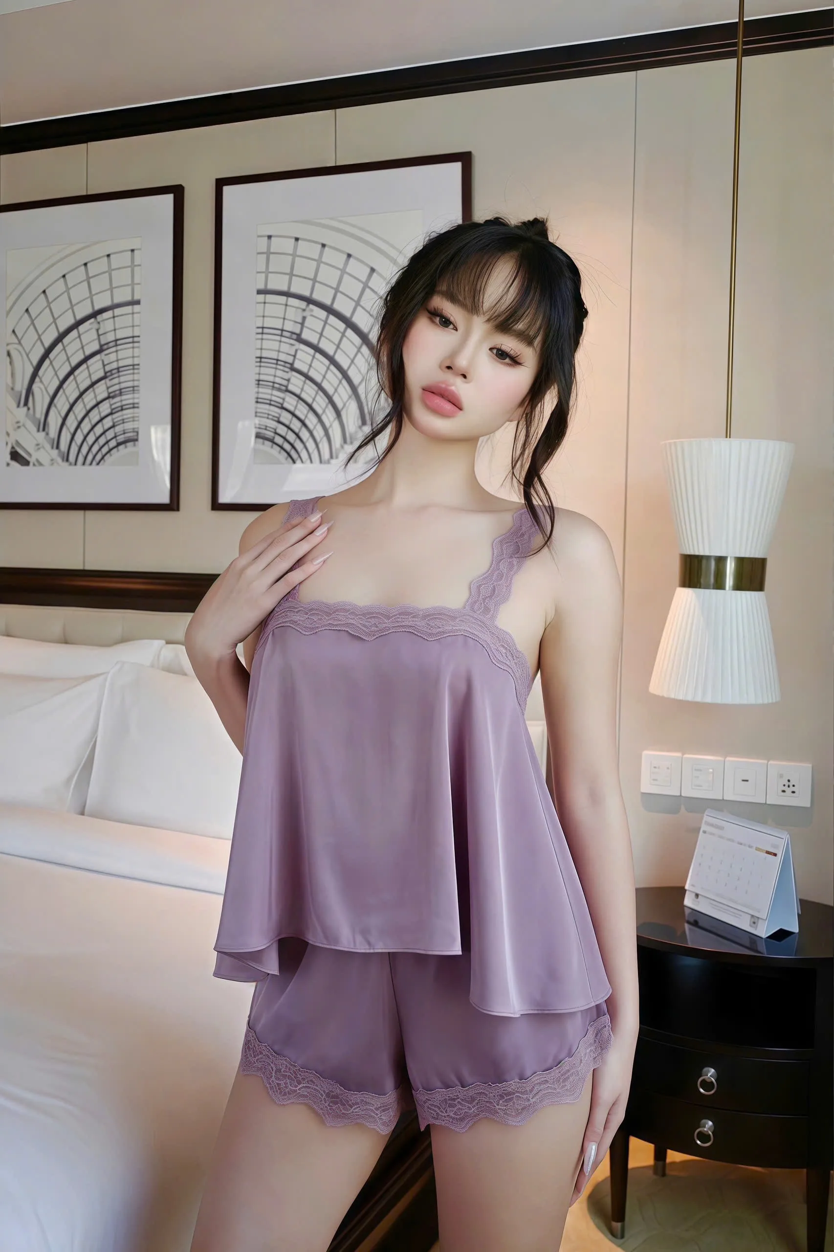 Bộ Sexy Night Đùi Dây Bảng Ren Cột Sau 2 Size Gợi Cảm - Ảnh 11