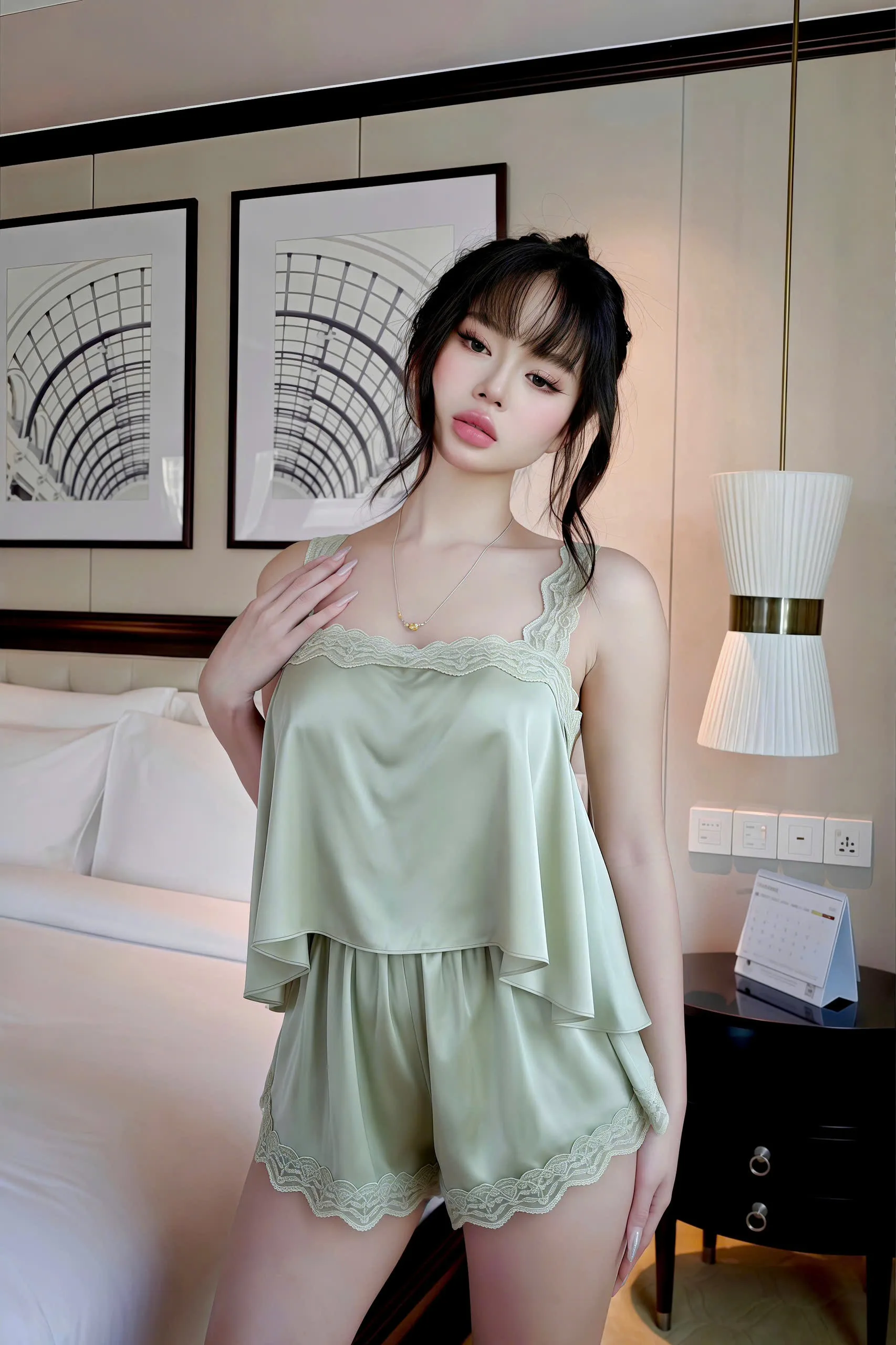 Bộ Sexy Night Đùi Dây Bảng Ren Cột Sau 2 Size Gợi Cảm - Ảnh 8