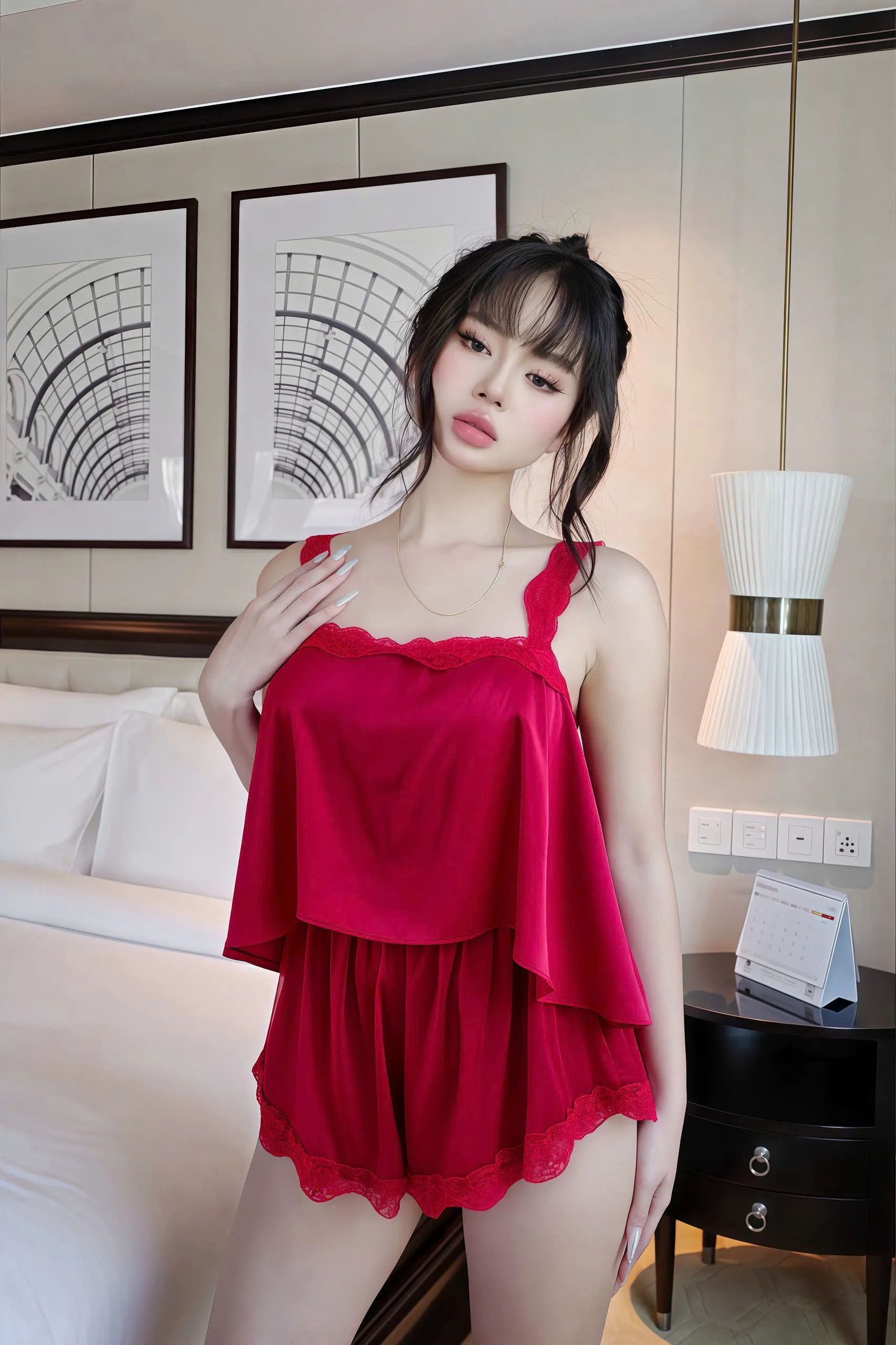 Bộ Sexy Night Đùi Dây Bảng Ren Cột Sau 2 Size Gợi Cảm - Ảnh 2