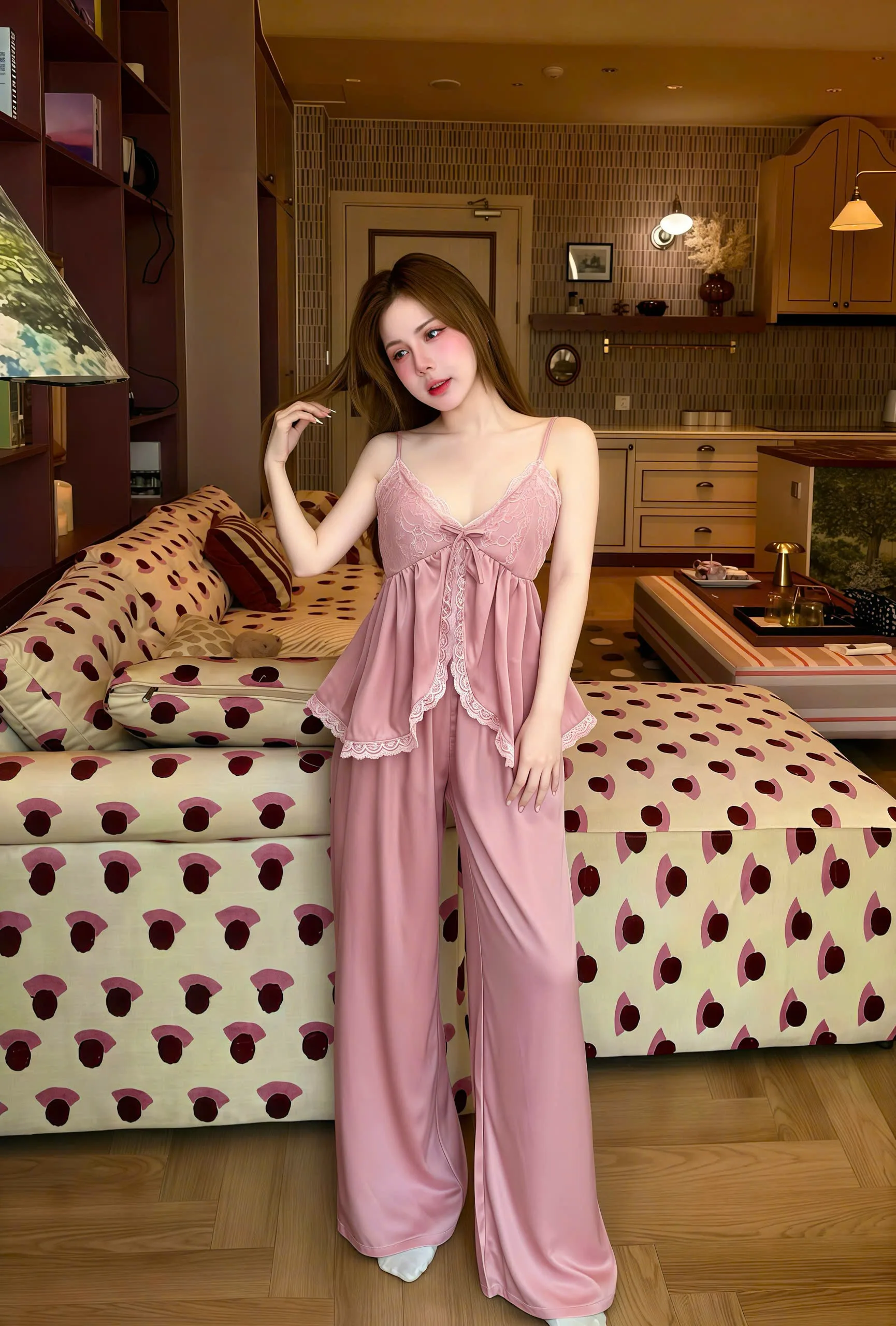 Bộ Ngủ Sexy Night Dài Trơn Xẻ Áo Ren Lai Gợi Cảm - Ảnh 10