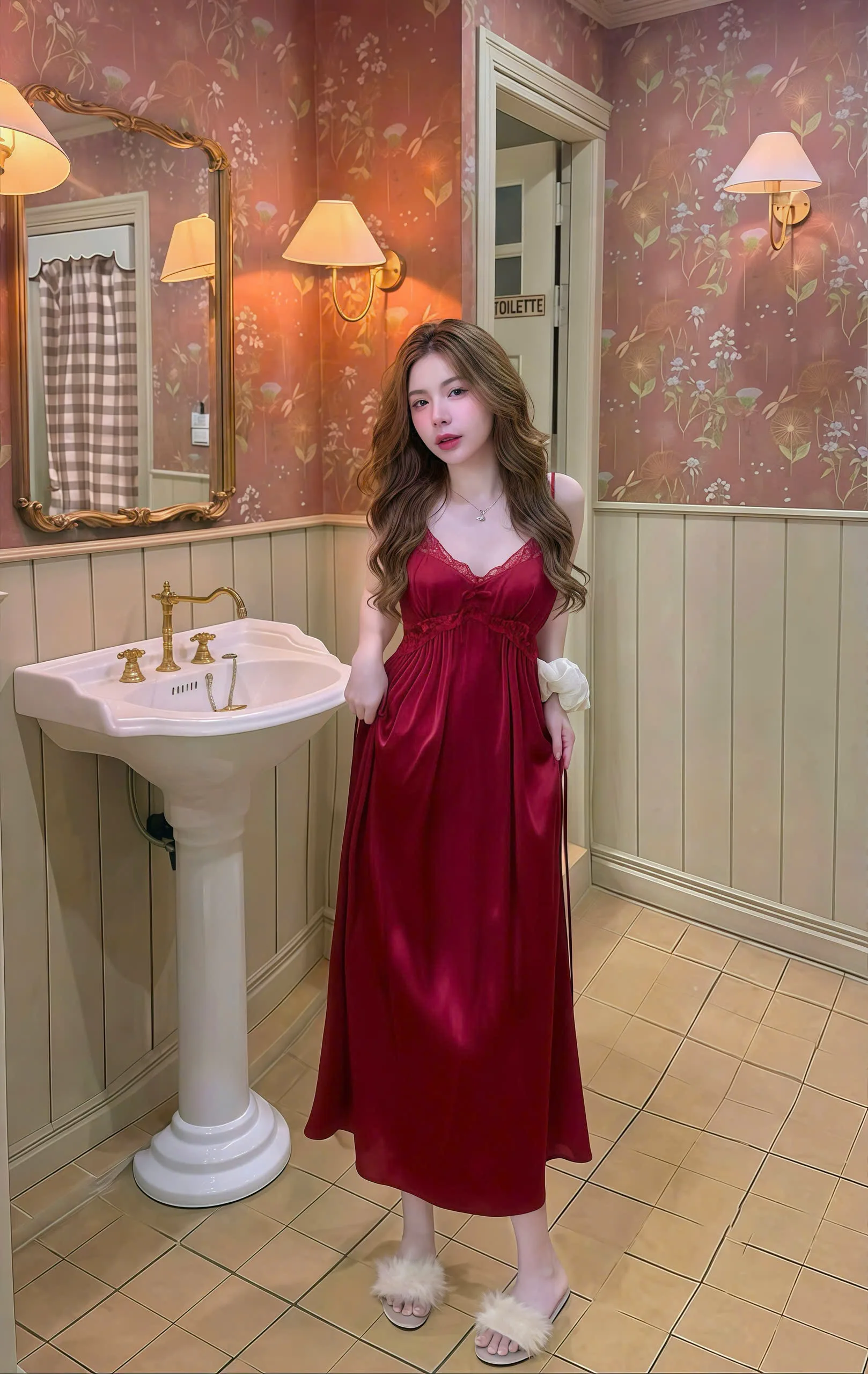 Váy Ngủ Dài Sexy Night Trơn Ren V Ngược Eo Gợi Cảm - Ảnh 5