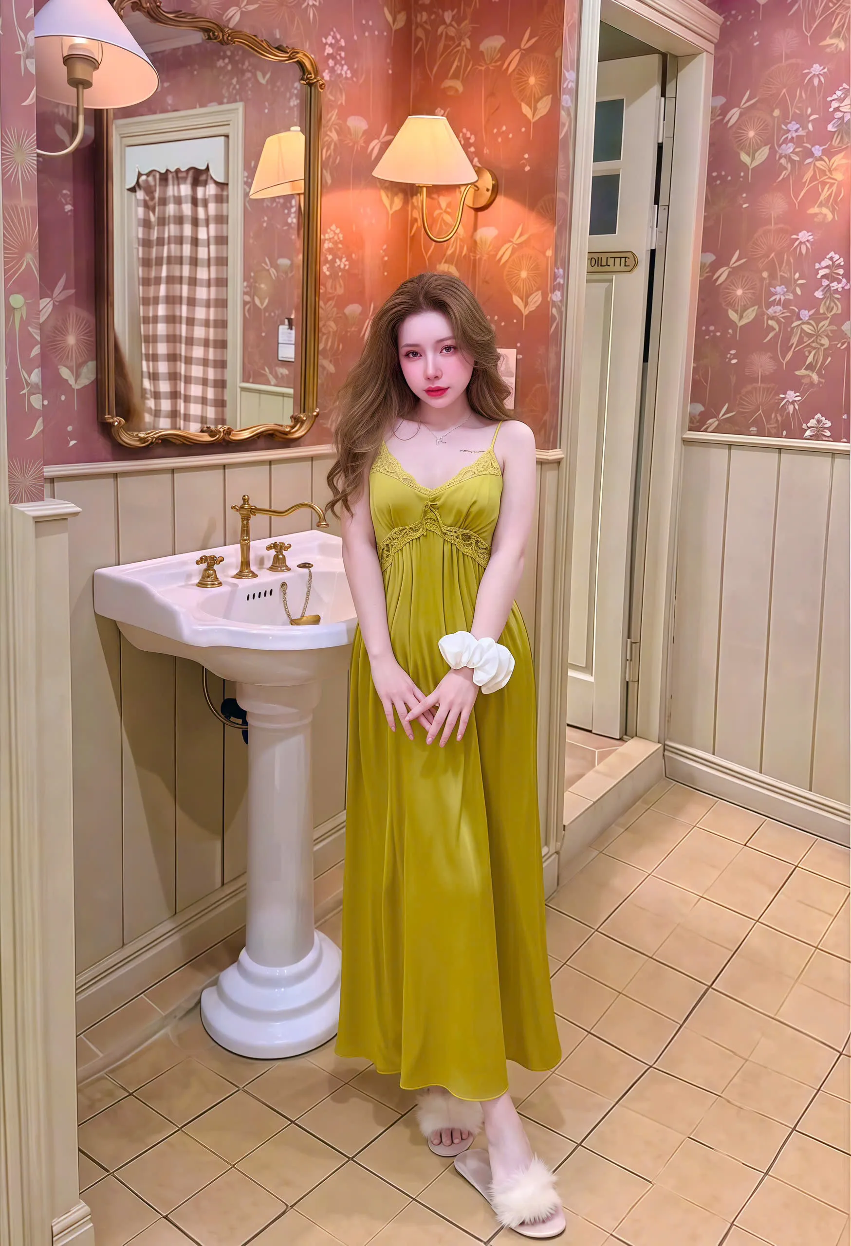 Váy Ngủ Dài Sexy Night Trơn Ren V Ngược Eo Gợi Cảm - Ảnh 8