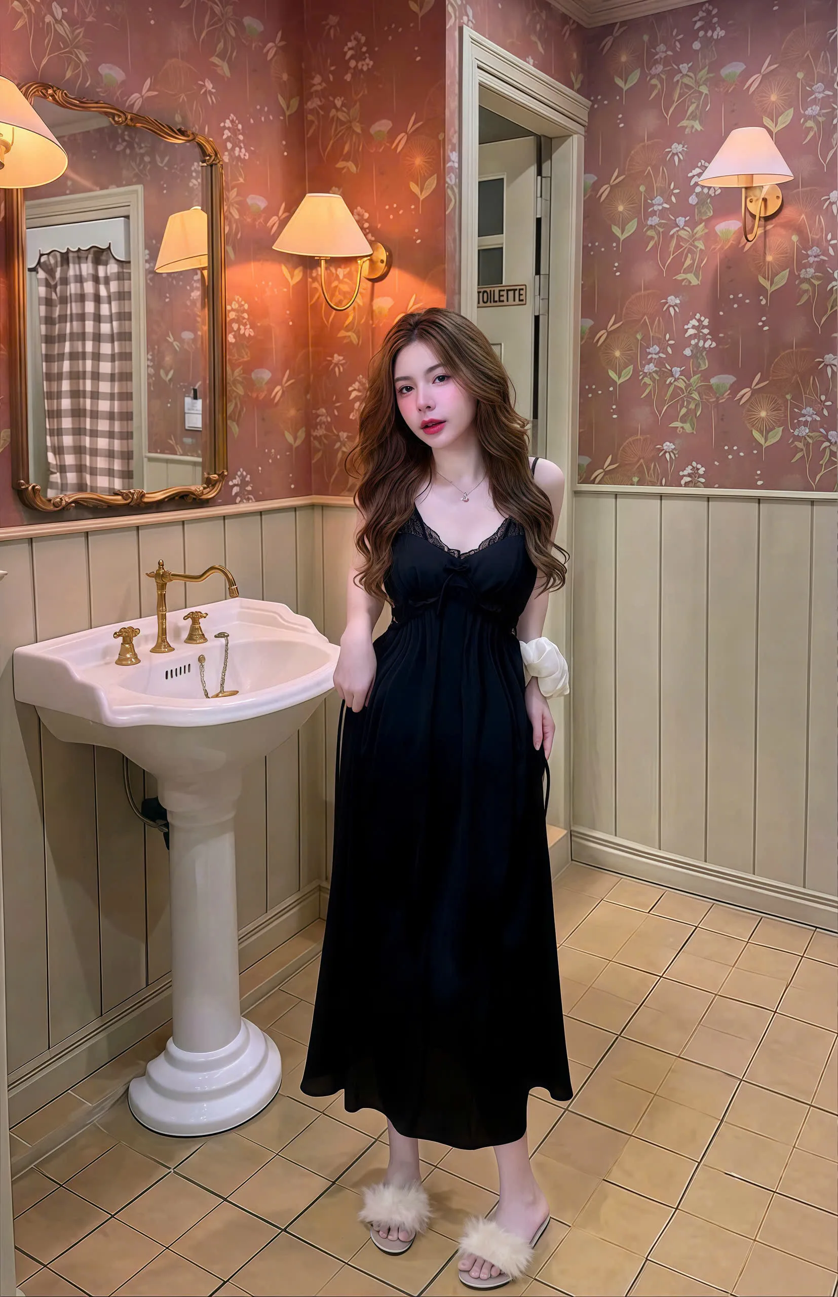 Váy Ngủ Dài Sexy Night Trơn Ren V Ngược Eo Gợi Cảm - Ảnh 9