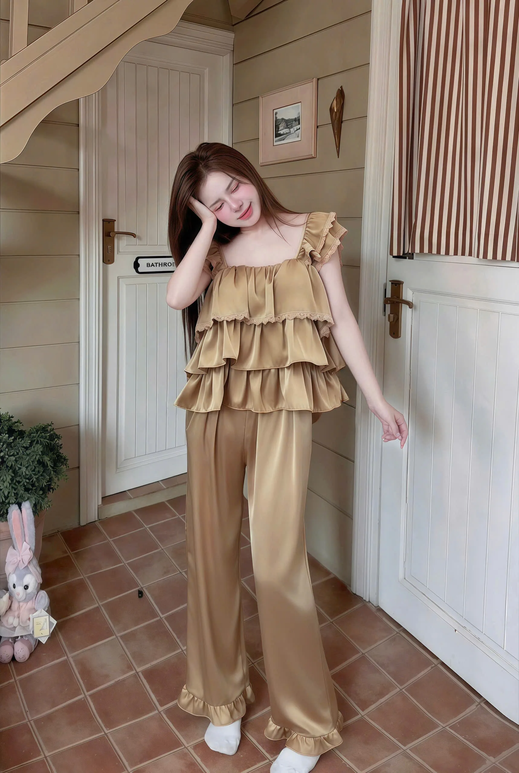 Bộ Ngủ Dài Trơn Sexy Night 3 Tầng Cánh Tiên Gợi Cảm - Ảnh 2