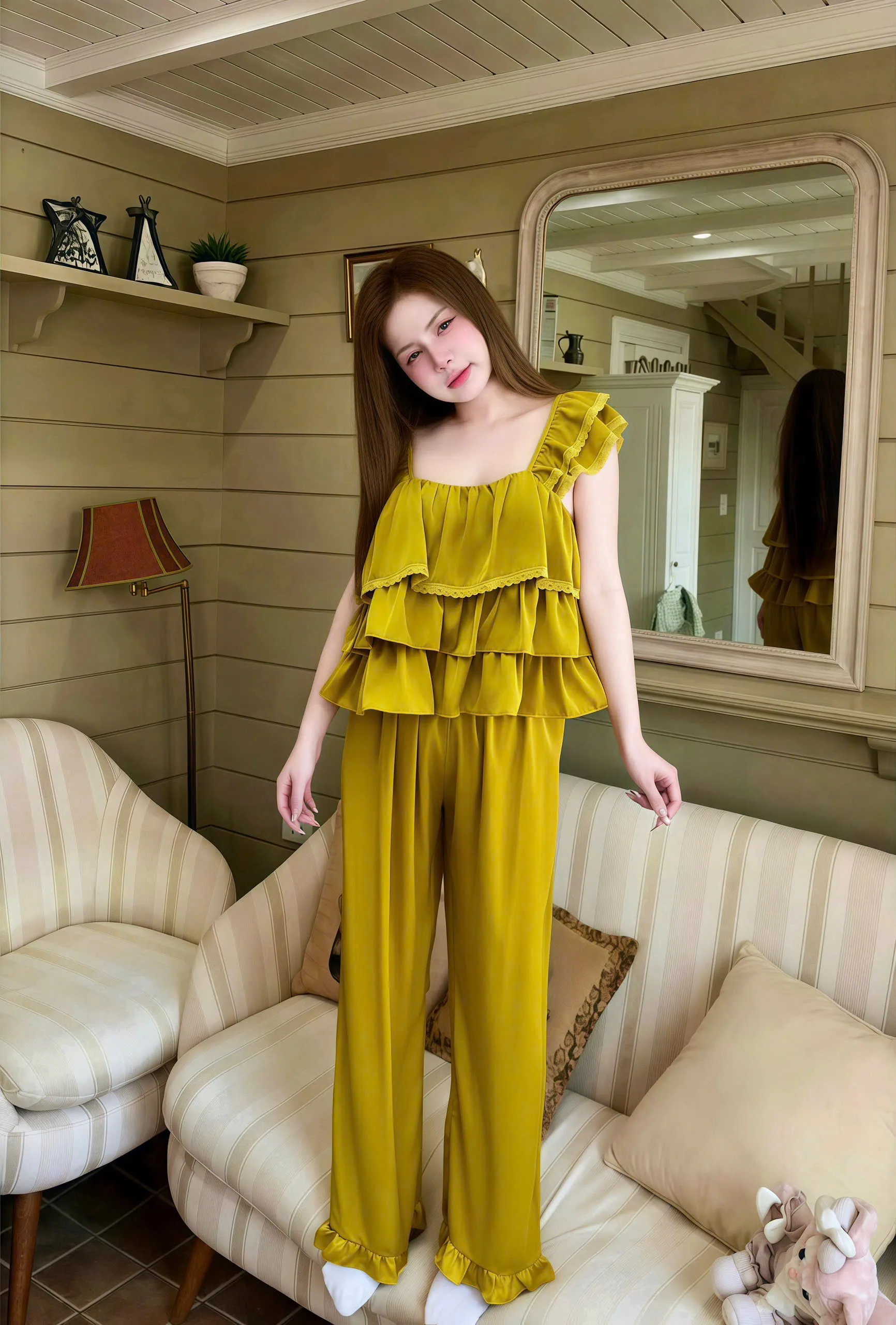 Bộ Ngủ Dài Trơn Sexy Night 3 Tầng Cánh Tiên Gợi Cảm - Ảnh 3