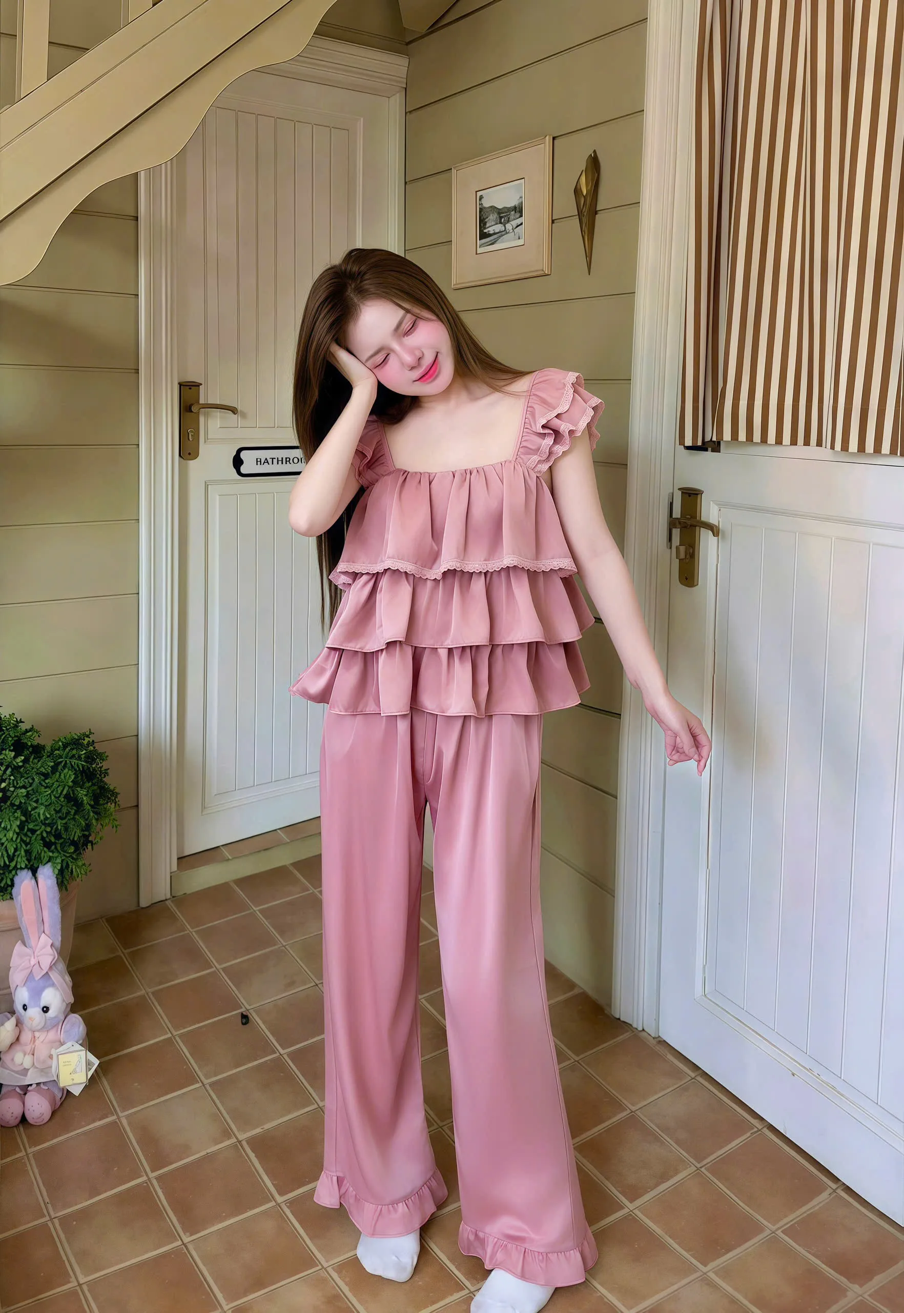 Bộ Ngủ Dài Trơn Sexy Night 3 Tầng Cánh Tiên Gợi Cảm - Ảnh 6