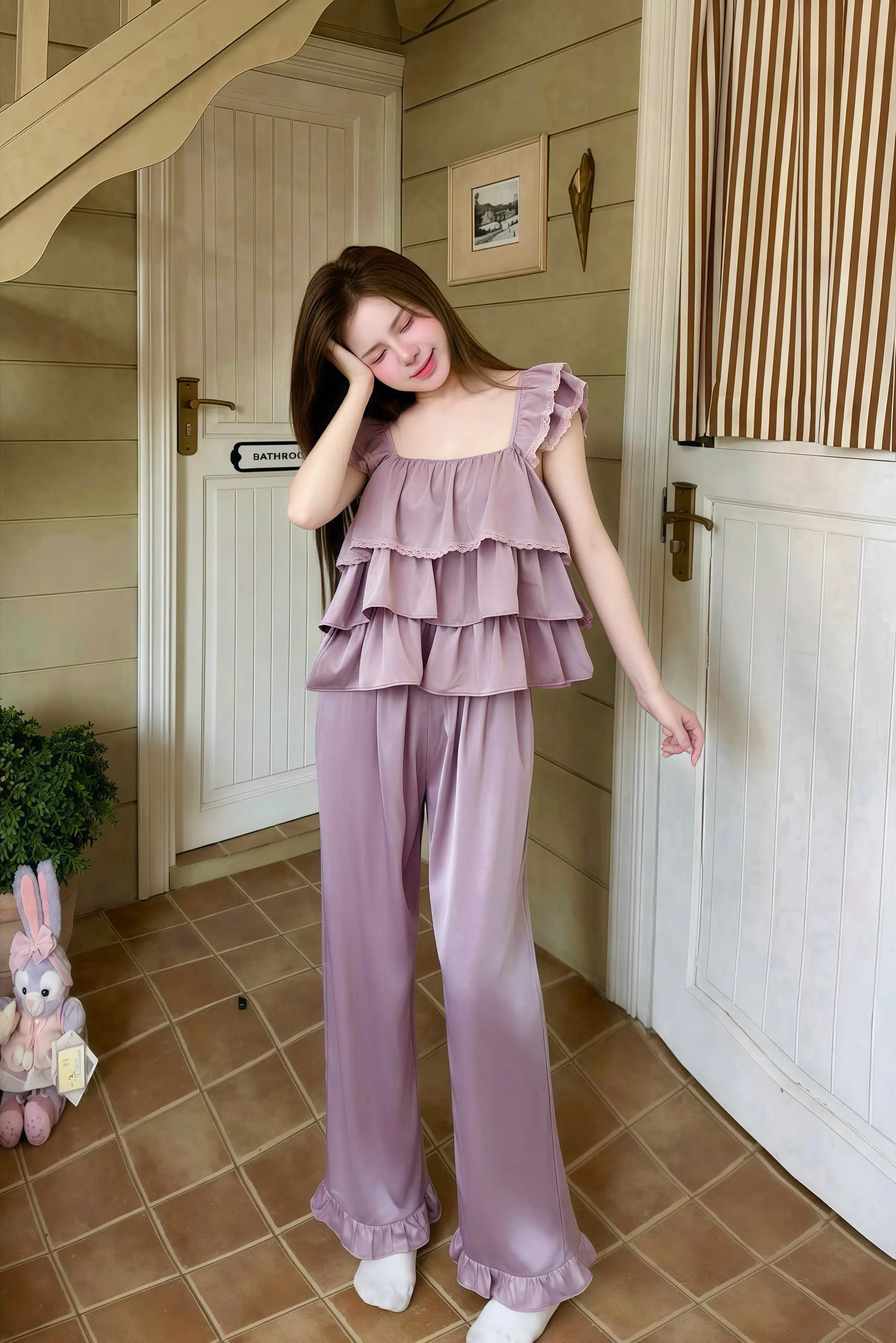Bộ Ngủ Dài Trơn Sexy Night 3 Tầng Cánh Tiên Gợi Cảm - Ảnh 9