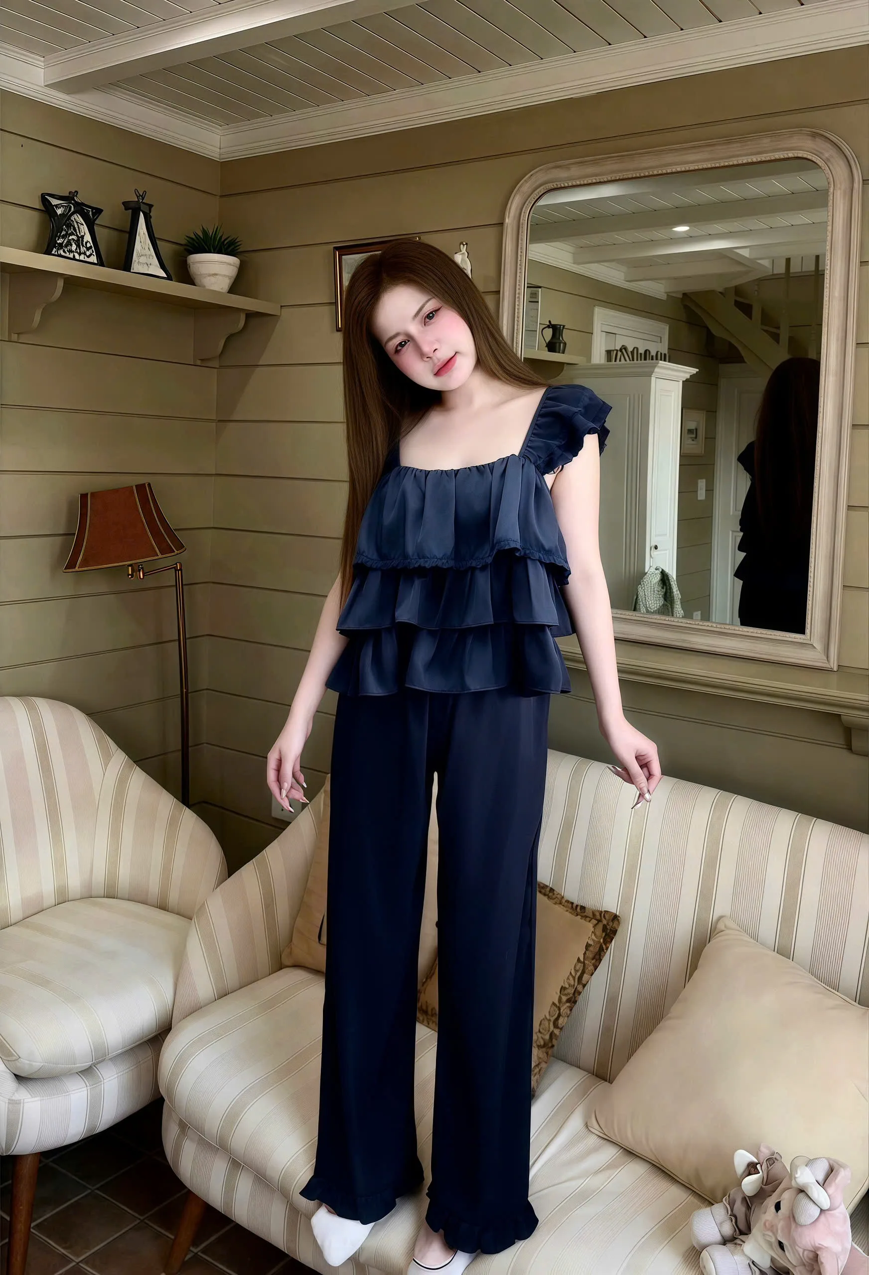 Bộ Ngủ Dài Trơn Sexy Night 3 Tầng Cánh Tiên Gợi Cảm - Ảnh 10