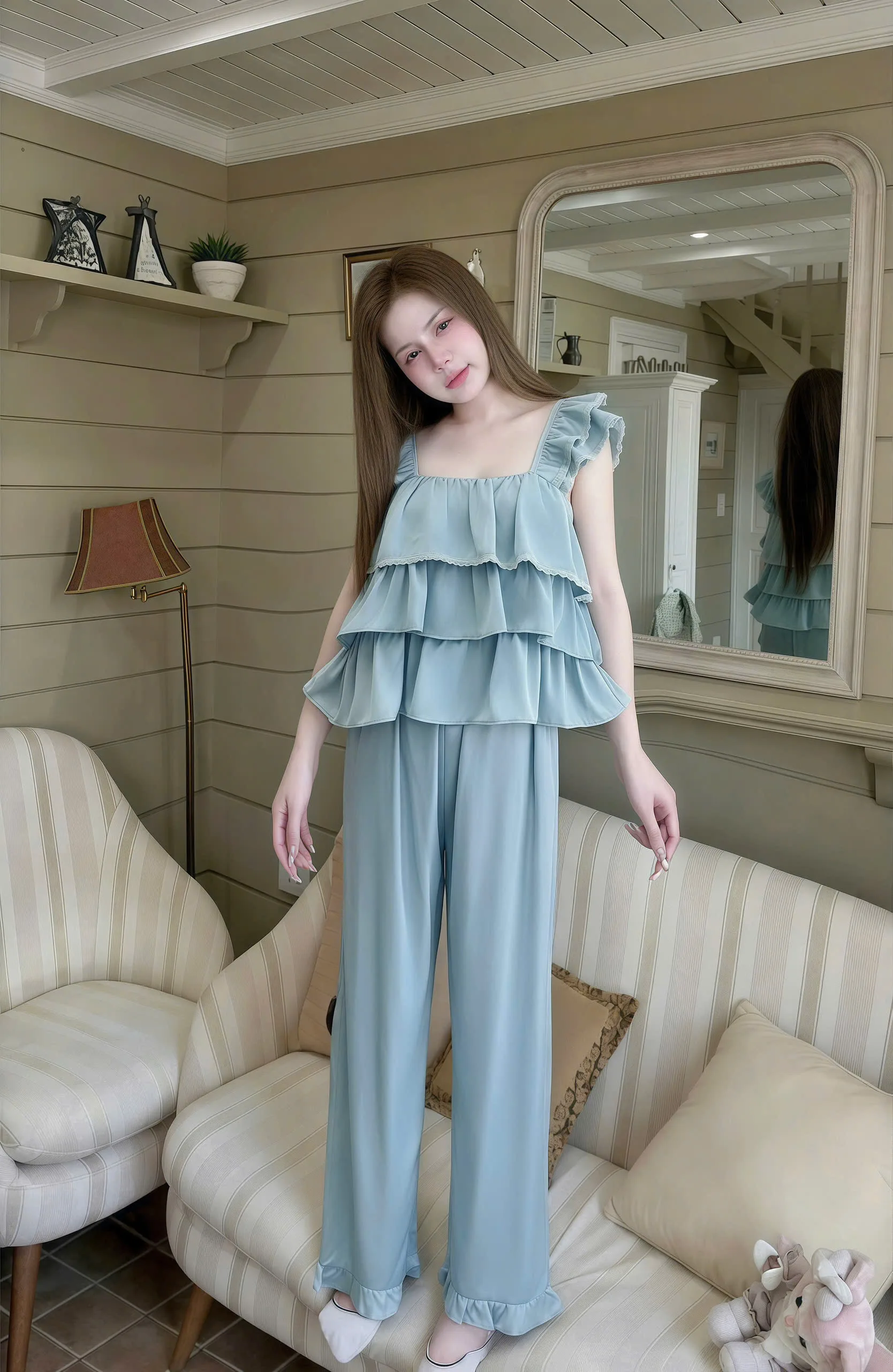Bộ Ngủ Dài Trơn Sexy Night 3 Tầng Cánh Tiên Gợi Cảm - Ảnh 11